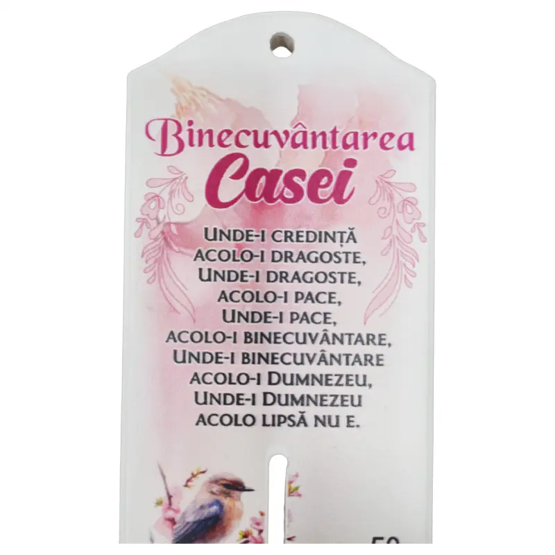 Binecuvantarea casei, termometru lemn cu mesaj, model es18622_19